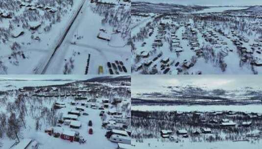 4K航拍北欧芬兰冰天雪地风光景色高清在线视频素材下载