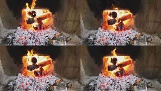 燃烧的柴火慢镜头高清在线视频素材下载