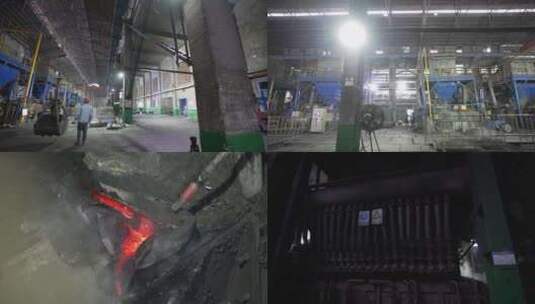 锡矿石冶炼工厂提炼熔炉冶炼锑锭合集8高清在线视频素材下载