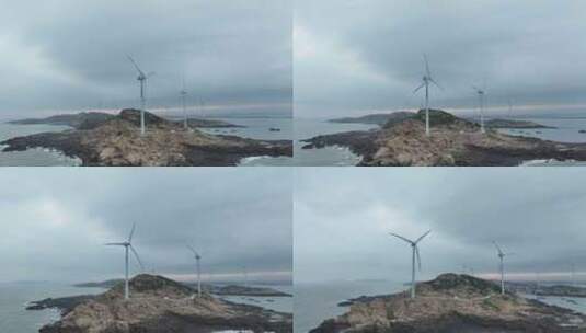 阴天海岛航拍大海岛屿乌云海洋下雨天海岸线高清在线视频素材下载