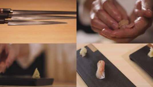 日式料理做寿司手握寿司 日料师傅高清在线视频素材下载
