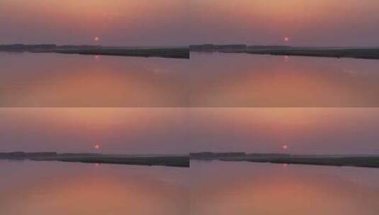 夕阳下蜿蜒曲折的河流高清在线视频素材下载