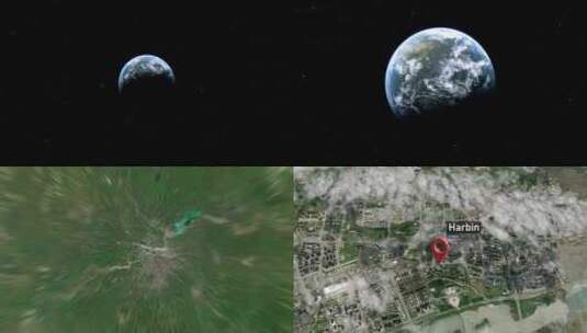 哈尔滨城市变焦（中国）从太空到地球高清在线视频素材下载