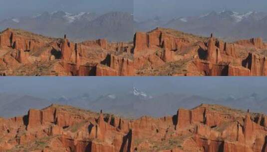 新疆南疆阿克苏温宿大峡谷天山托木尔峰航拍高清在线视频素材下载