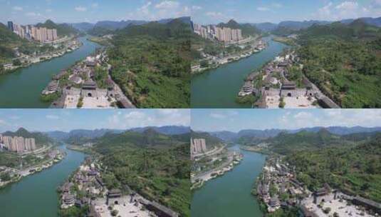贵州铜仁大明边城航拍高清在线视频素材下载