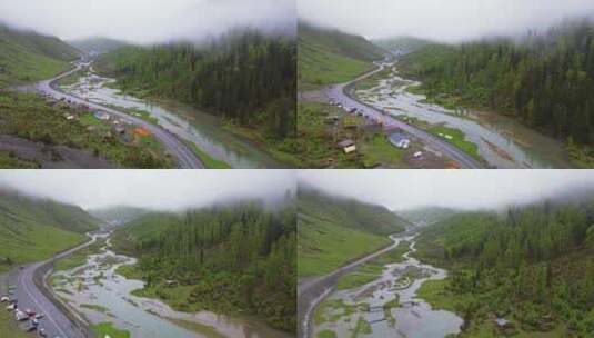 四川阿坝州小金县结斯沟旅游露营地高清在线视频素材下载