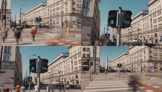 路标，华沙，人，街高清在线视频素材下载