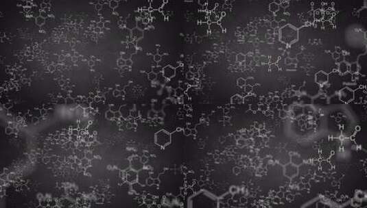 黑色背景化学分子方程式dna生物医学科研高清在线视频素材下载