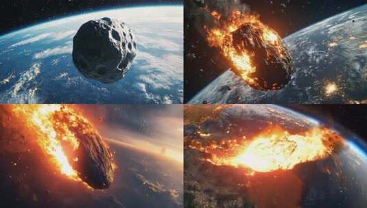 燃烧陨石坠落 流星 末日危机 陨石撞地球高清在线视频素材下载