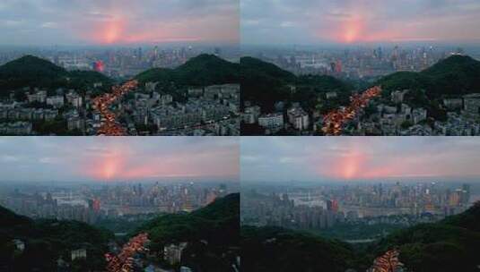重庆赛博朋克城市航拍古今对比高清在线视频素材下载