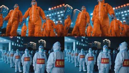 防疫人员逆行者出征抗击疫情防护服支援抗疫高清在线视频素材下载