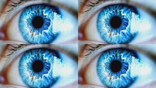 蓝色眼睛微距特写画面高清在线视频素材下载