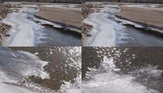 结冰的河水高清在线视频素材下载