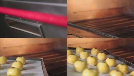 电烤箱调节温度烤蛋黄酥糕点高清在线视频素材下载