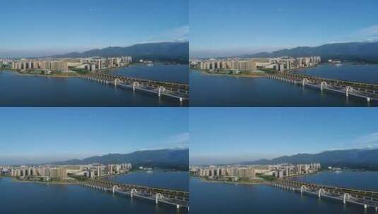 江西省九江市美丽的山水城市景观航拍视频高清在线视频素材下载