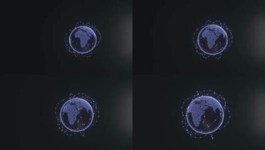 夜晚星空中旋转的地球网络通讯科技C4D高清在线视频素材下载