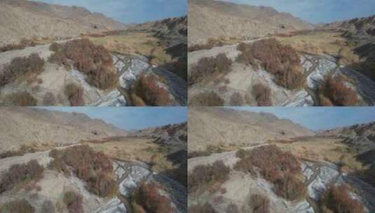 新疆巴音郭楞若羌县G315河谷戈壁自然风光高清在线视频素材下载