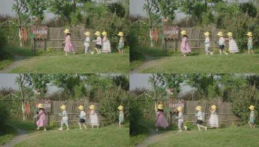 一群小朋友在儿童乐园奔跑嬉戏高清在线视频素材下载