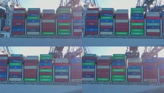 深圳盐田港码头货轮集装箱中景横移高清在线视频素材下载