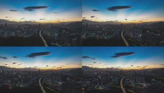 深圳京港澳高速公路傍晚延时摄影4k高清在线视频素材下载
