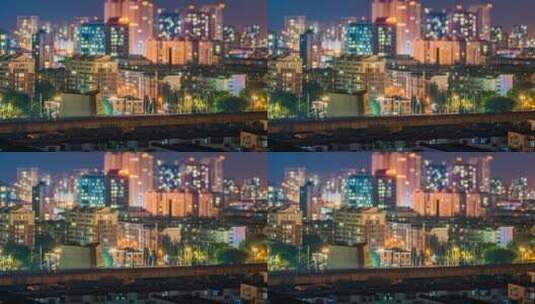 沈阳城市夜景建筑移轴小人国效果延时摄影高清在线视频素材下载