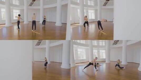 舞者在工作室里训练舞蹈动作高清在线视频素材下载