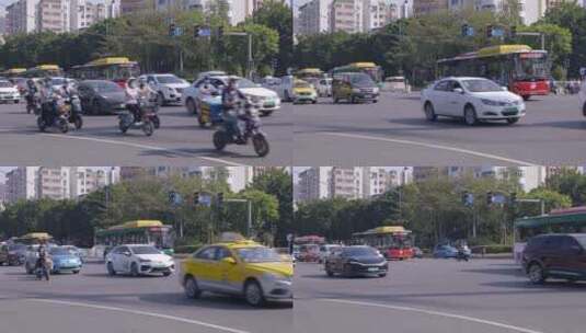 街头   车流 人流  十字路口   城市街头高清在线视频素材下载