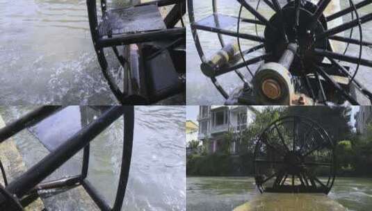 河边水车转动高清在线视频素材下载