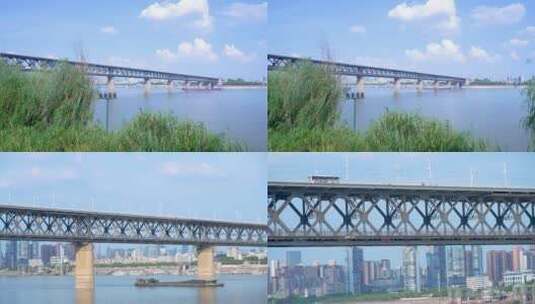 武汉汉阳江滩长江大桥4K视频合集高清在线视频素材下载