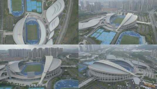 江门滨江体育中心航拍空镜高清在线视频素材下载