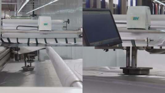 智能工厂设备数控车精准床裁切布料高清在线视频素材下载