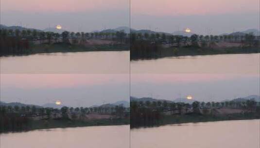 太阳从湖面落下空镜头高清在线视频素材下载