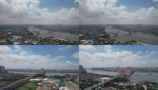 航拍广州新光大桥高清在线视频素材下载