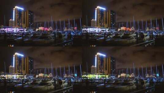 三亚国际游轮港夜景高清在线视频素材下载
