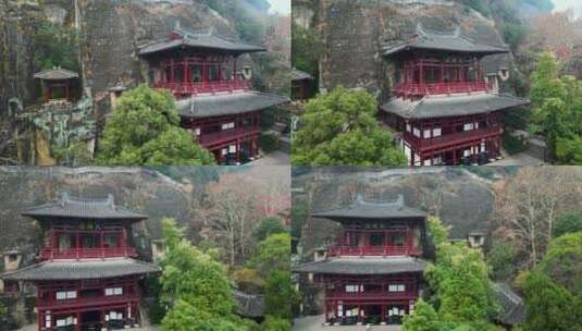 广元皇泽寺景区航拍风景高清在线视频素材下载