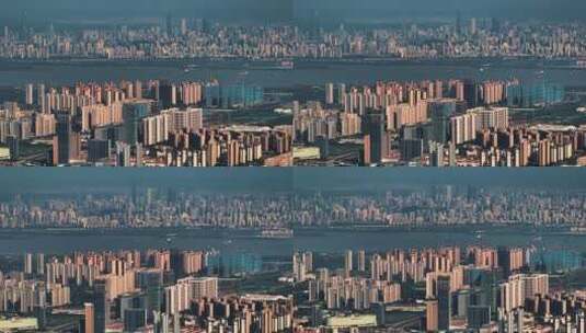 航拍南京江北新区城建以及绿化高清在线视频素材下载