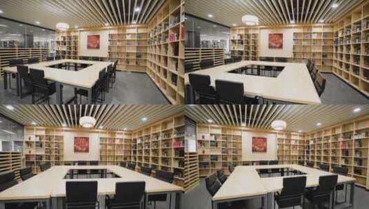 大学校园图书馆阅读室校园研究教育桌子椅子高清在线视频素材下载