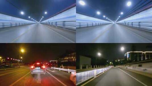 夜晚杭州市文三西路车头行车空镜高清在线视频素材下载