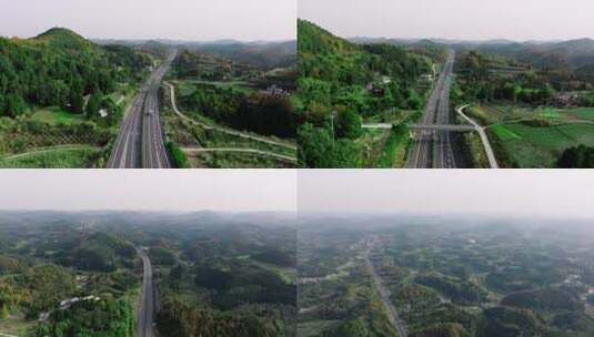 高速路，森林，草原4K高清在线视频素材下载