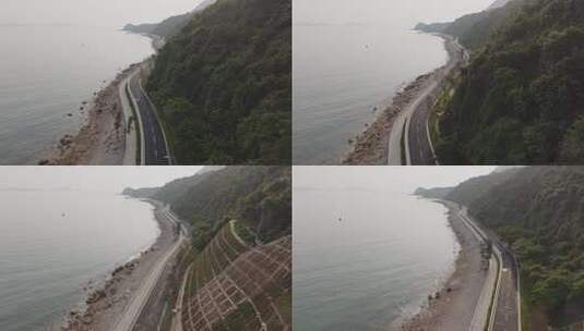 航拍海边的公路高清在线视频素材下载