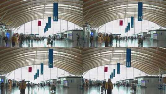 浦东国际机场大厅人流空镜高清在线视频素材下载
