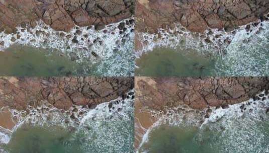 4K航拍大气磅礴的大海海浪礁石高清在线视频素材下载