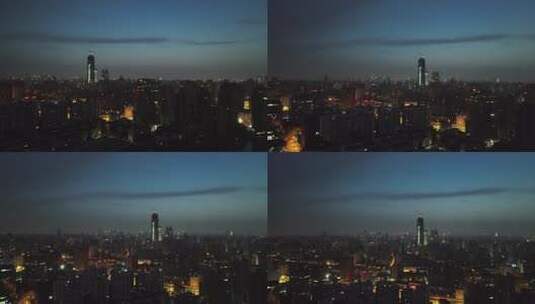 上海清晨蓝调航拍高清在线视频素材下载