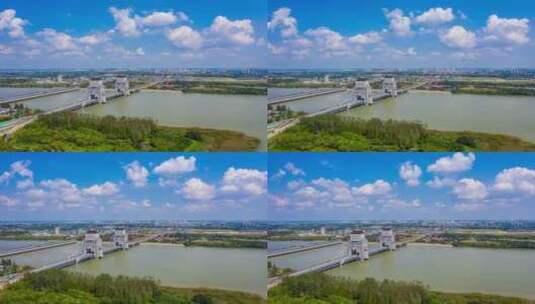 万福大桥蓝天白云高清在线视频素材下载