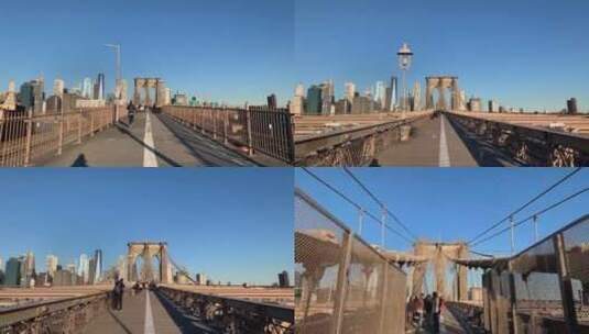 加速跟拍游客在桥梁上行走高清在线视频素材下载