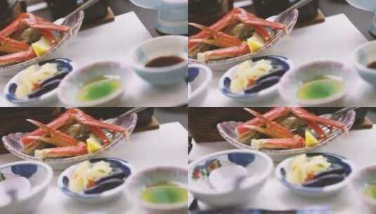 日式料理里的螃蟹高清在线视频素材下载