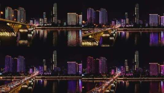 湖南长沙市中心五一商圈夜景航拍高清在线视频素材下载
