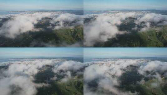 航拍威海经区城市上空的云海4K高清在线视频素材下载