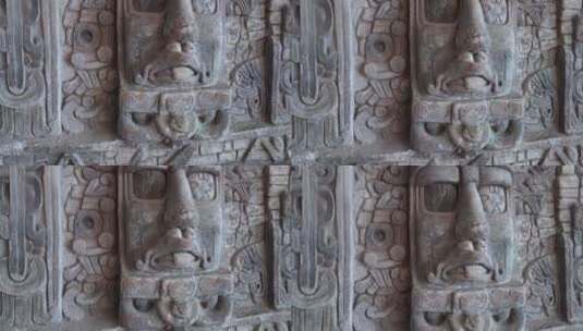 神庙里的雕刻面具高清在线视频素材下载