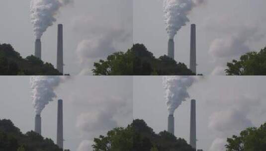 工厂的烟囱将污染排放到大气中高清在线视频素材下载